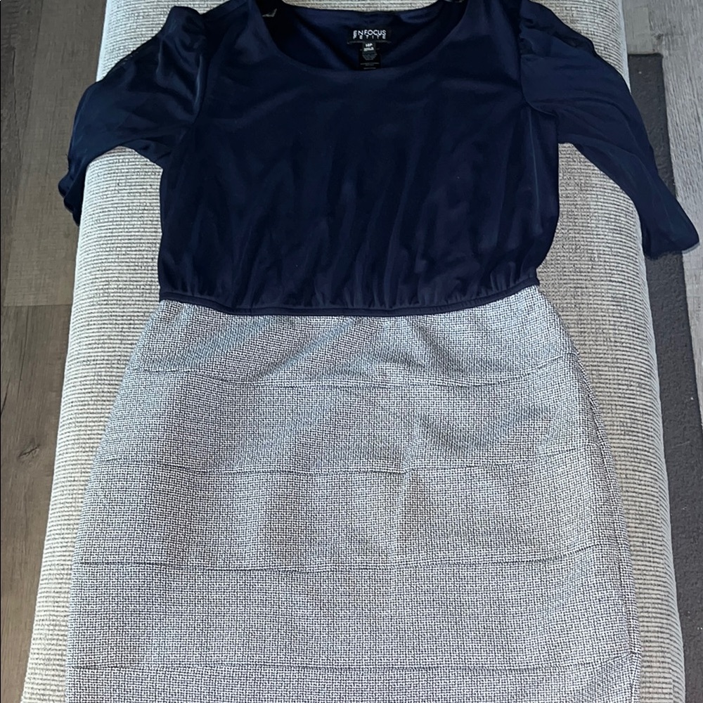 Enfocus Studio Navy and Gray Dress